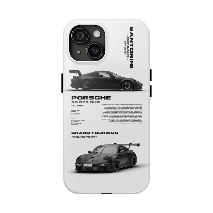 Porsche "Vanta Black" White iPhone Case